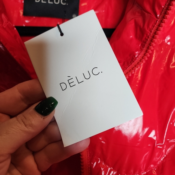 NWT DELUC Versani Shiny Red Puffer Zip Jacket Nylon Size XS - Picture 15 of 16